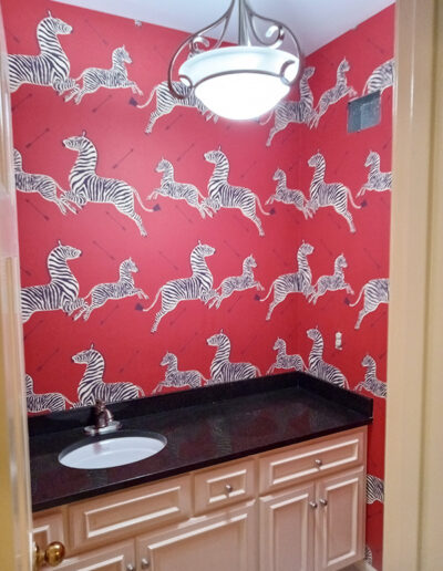 kansas city wallpaper installer portfolio bathroom bold wallpaper zebras