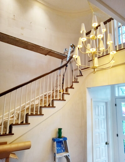 kansas city wallpaper installer portfolio stairway before project