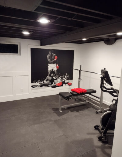 kansas city wallpaper installer portfolio fitness room gym wallpaper feature with frame