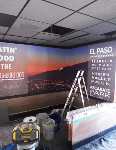 applebees custom wallpaper installation for retail foodservice location