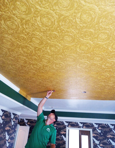 wallpaper hanger installing unique ceiling wallpaper
