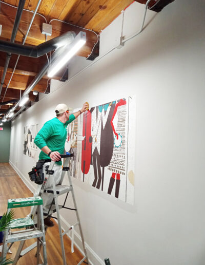 wallpaper installer retail store custom feature wall installation