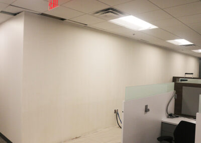 Sports-themed wallpaper wall before installation