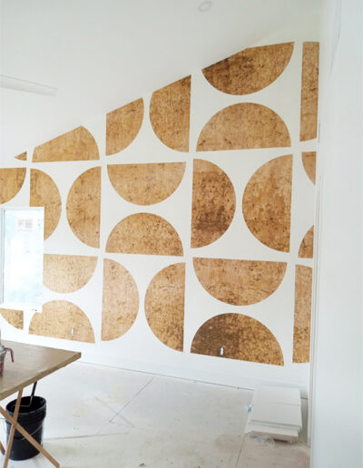 unique kansas city commercial office wallpaper installation on tapered wall